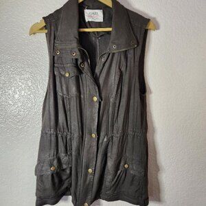 Ashley By 26 International Olive Utility Vest Button Up Women's Large